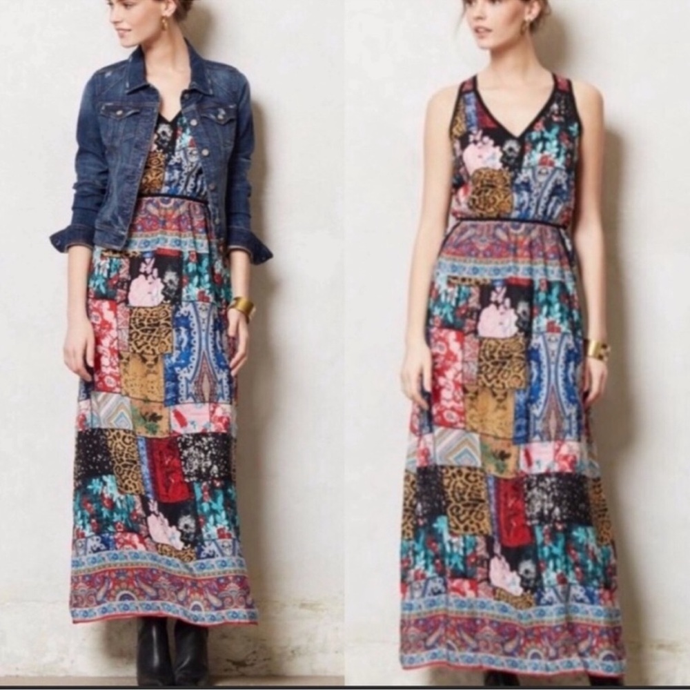 Tolani Silk Patterned Maxi Dress. Sz Small